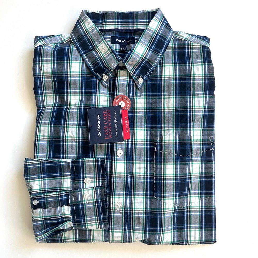 Croft & Barrow Easy Care Woven plaid men’s button front shirt